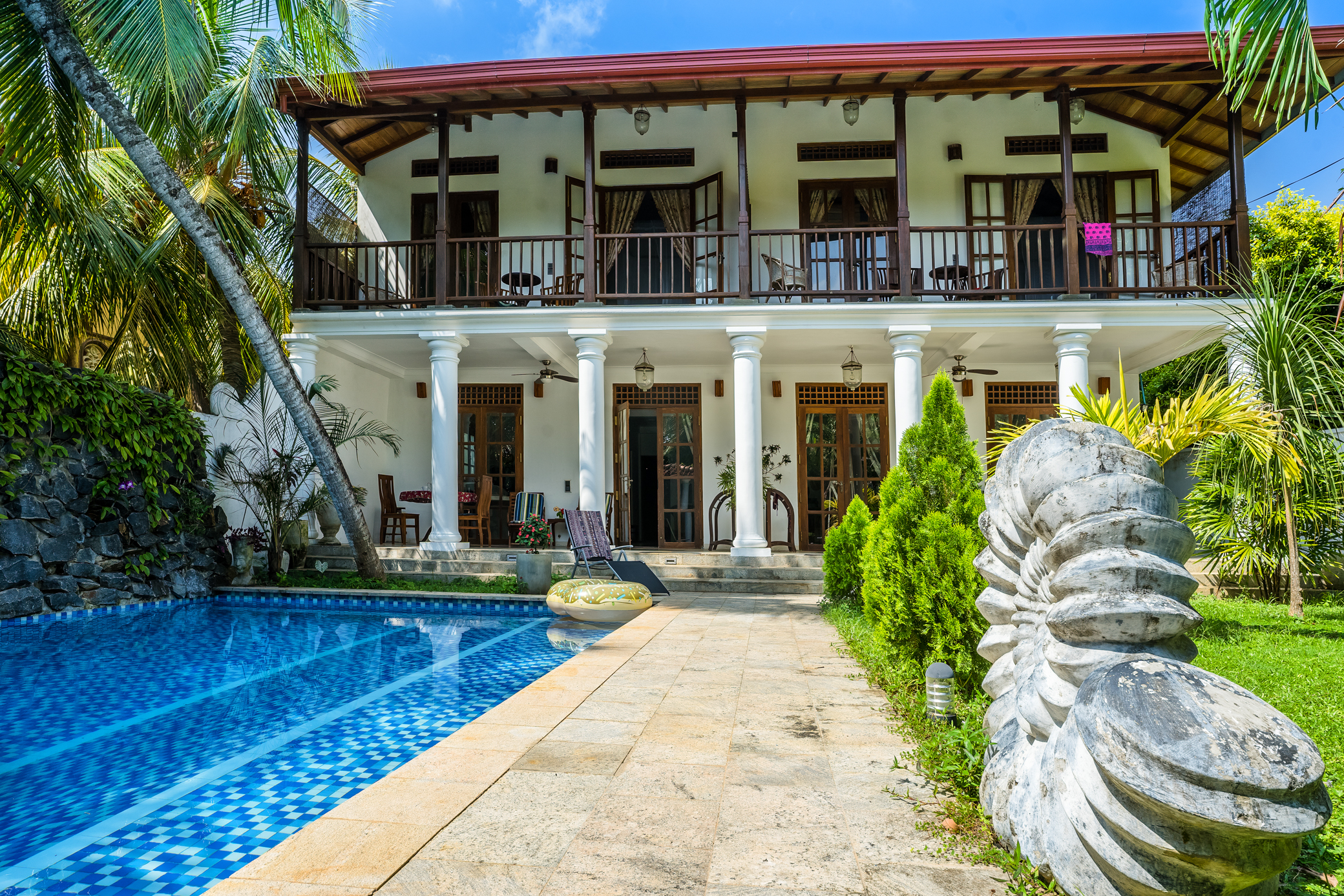 The villa and pool seen together