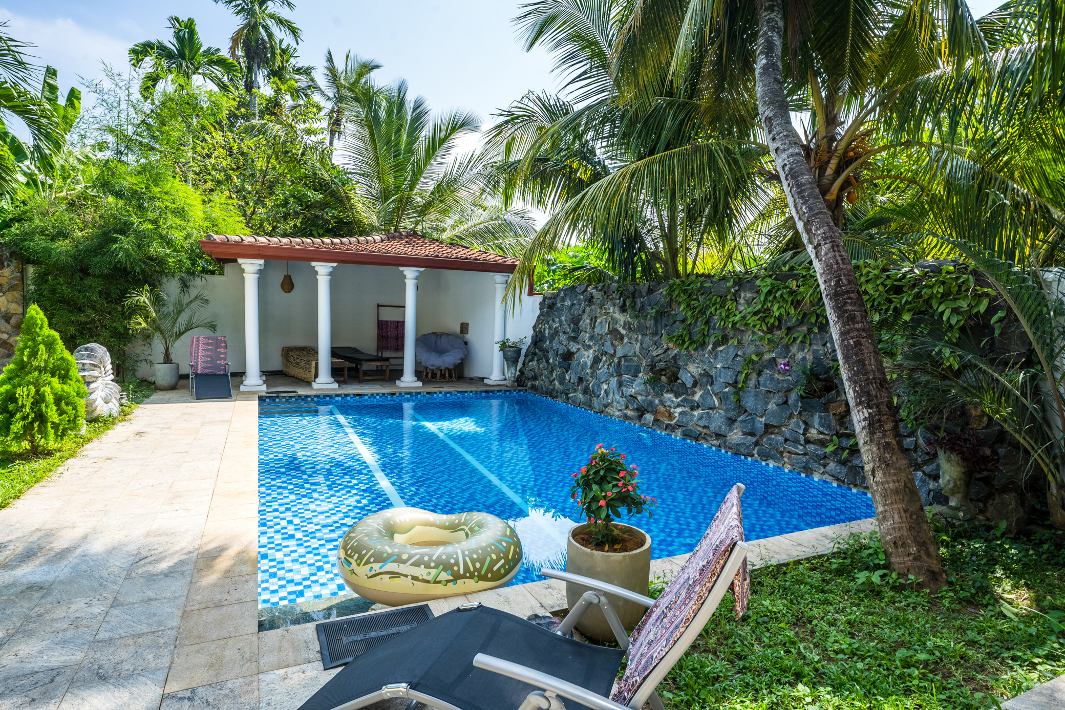Pool and shaded pavilion